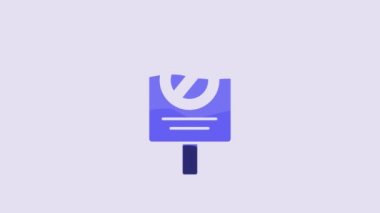 Blue Protest icon isolated on purple background. Meeting, protester, picket, speech, banner, protest placard. 4K Video motion graphic animation.