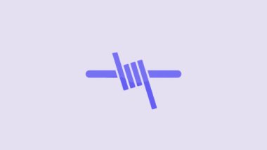 Blue Barbed wire icon isolated on purple background. 4K Video motion graphic animation.