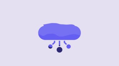 Blue Cryptocurrency cloud mining icon isolated on purple background. Blockchain technology, bitcoin, digital money market, cryptocoin wallet. 4K Video motion graphic animation.
