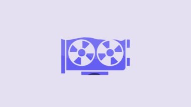 Blue Video graphic card icon isolated on purple background. 4K Video motion graphic animation.