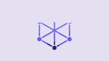 Blue Blockchain technology icon isolated on purple background. Cryptocurrency data. Abstract geometric block chain network technology business. 4K Video motion graphic animation.