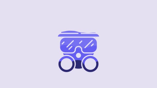 Blue Gas Mask Icon Isolated Purple Background Respirator Sign Video — Vídeo de Stock