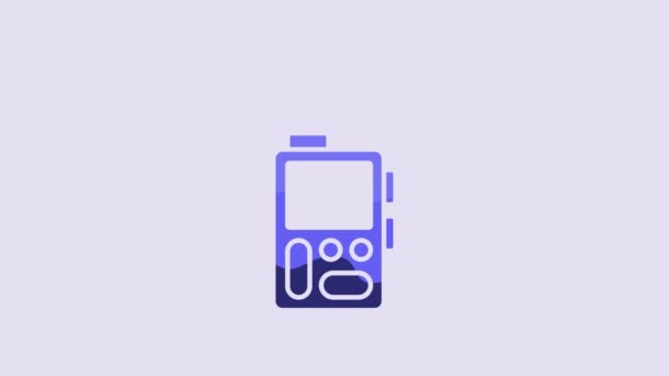Blue Walkie Talkie Icon Isolated Purple Background Portable Radio Transmitter — Stock video