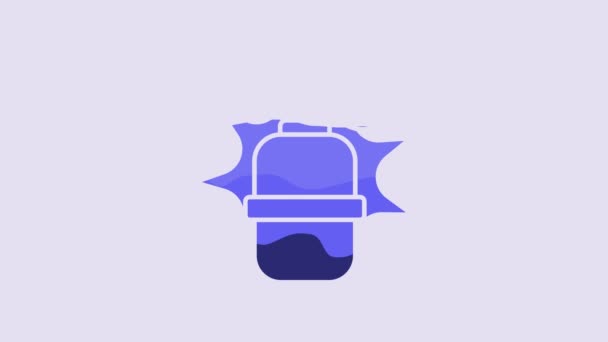 Blue Hand Grenade Icon Isolated Purple Background Bomb Explosion Video — Stok video