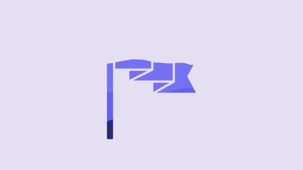 Blue Flag Icon Isolated Purple Background Location Marker Symbol Video — Stockvideo