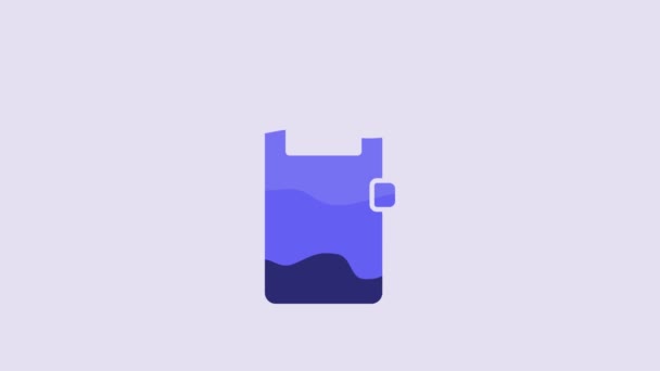 Blue Police Assault Shield Icon Isolated Purple Background Video Motion — Stockvideo