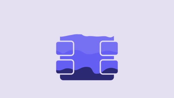 Blue Bulletproof Vest Protection Bullets Icon Isolated Purple Background Body — 图库视频影像