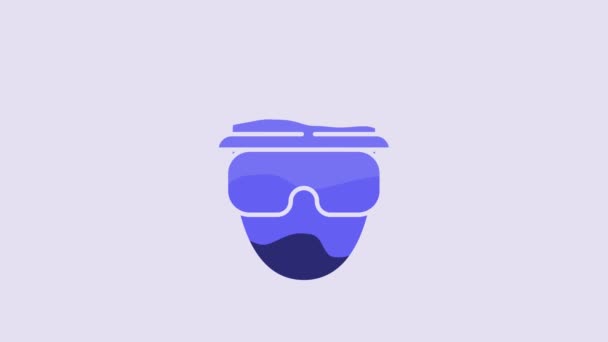 Blue Special Forces Soldier Icon Isolated Purple Background Army Police — Stok Video