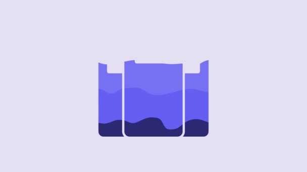 Icono Del Escudo Asalto Policía Azul Aislado Sobre Fondo Púrpura — Vídeos de Stock