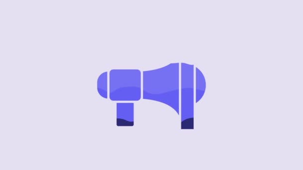 Синий Мегафон Значок Изолирован Фиолетовом Фоне Знак Оратора Видеографическая Анимация — стоковое видео