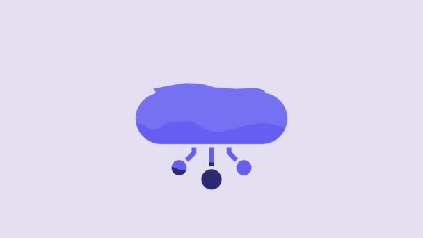 Blue Cryptocurrency Cloud Mining Icon Isolated Purple Background Blockchain Technology — Stockvideo