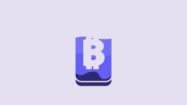 Blue Mining Bitcoin Partir Icône Mobile Isolé Sur Fond Violet — Video