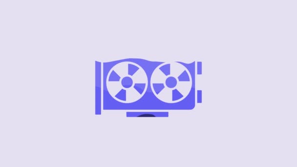 Icône Carte Graphique Blue Video Isolée Sur Fond Violet Animation — Video