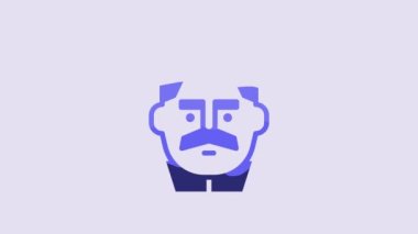 Blue Portrait of Joseph Stalin icon isolated on purple background. 4K Video motion graphic animation.