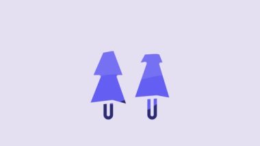 Blue Christmas tree icon isolated on purple background. Merry Christmas and Happy New Year. 4K Video motion graphic animation.