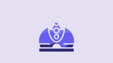 Blue King crown icon isolated on purple background. 4K Video motion graphic animation.
