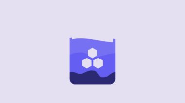 Blue Jar of honey icon isolated on purple background. Food bank. Sweet natural food symbol. 4K Video motion graphic animation.