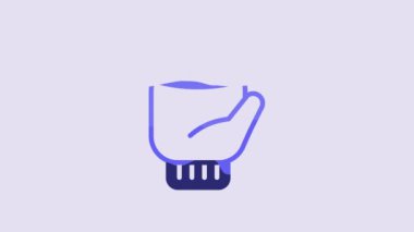 Blue Christmas mitten icon isolated on purple background. 4K Video motion graphic animation.