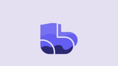 Blue Valenki icon isolated on purple background. National Russian winter footwear. Traditional warm boots in Russia. 4K Video motion graphic animation.