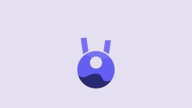 Blue Kettlebell icon isolated on purple background. Sport equipment. 4K Video motion graphic animation.