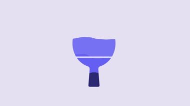 Blue Racket for playing table tennis icon isolated on purple background. 4K Video motion graphic animation.