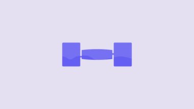 Mavi Dumbbell simgesi mor arkaplanda izole edilmiş. Kas kaldırma ikonu, fitness halteri, spor aletleri, egzersiz yaban domuzu. 4K Video hareketli grafik canlandırması.