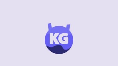 Blue Kettlebell icon isolated on purple background. Sport equipment. 4K Video motion graphic animation.