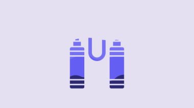 Blue Jump rope icon isolated on purple background. Skipping rope. Sport equipment. 4K Video motion graphic animation.