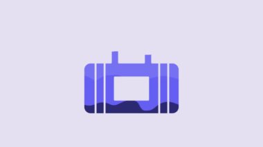 Blue Sport bag icon isolated on purple background. 4K Video motion graphic animation.