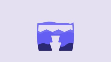 Blue Musical instrument huehuetl icon isolated on purple background. 4K Video motion graphic animation.