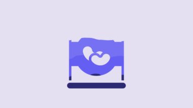 Blue Beans in can icon isolated on purple background. 4K Video motion graphic animation.