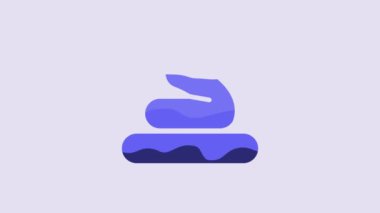 Blue Snake icon isolated on purple background. 4K Video motion graphic animation.