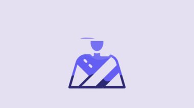 Blue Mexican man wearing sombrero icon isolated on purple background. Hispanic man with a mustache. 4K Video motion graphic animation.