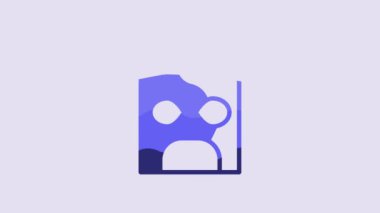 Blue Mexican wrestler icon isolated on purple background. 4K Video motion graphic animation.