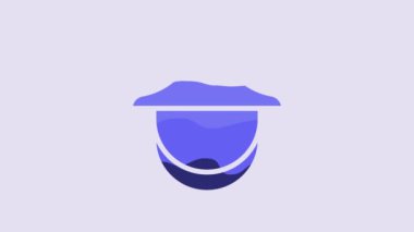 Blue Beekeeper with protect hat icon isolated on purple background. Special protective uniform. 4K Video motion graphic animation.