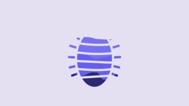 Blue Larva insect icon isolated on purple background. 4K Video motion graphic animation.