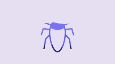 Blue Cockroach icon isolated on purple background. 4K Video motion graphic animation.