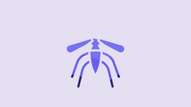 Blue Mosquito icon isolated on purple background. 4K Video motion graphic animation.