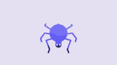 Blue Spider icon isolated on purple background. Happy Halloween party. 4K Video motion graphic animation.