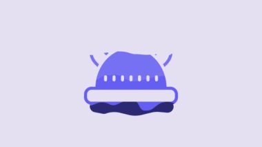 Blue Viking in horned helmet icon isolated on purple background. 4K Video motion graphic animation.