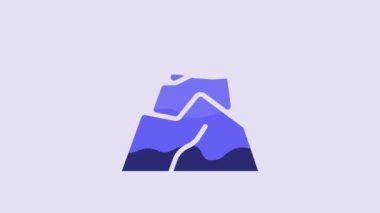 Blue Rock stones icon isolated on purple background. 4K Video motion graphic animation.