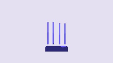 Blue Ancient column icon isolated on purple background. 4K Video motion graphic animation.
