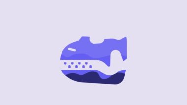 Blue Dinosaur skull icon isolated on purple background. 4K Video motion graphic animation.