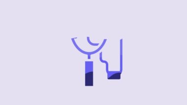 Blue Slingshot icon isolated on purple background. 4K Video motion graphic animation.