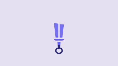 Blue Sword toy icon isolated on purple background. 4K Video motion graphic animation.