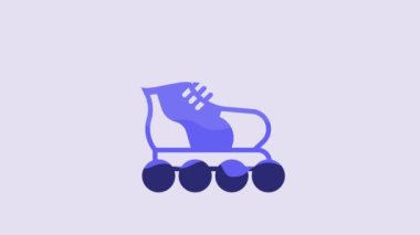 Blue Roller skate icon isolated on purple background. 4K Video motion graphic animation.