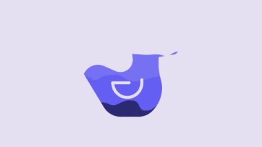 Blue Rubber duck icon isolated on purple background. 4K Video motion graphic animation.