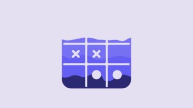 Blue Tic tac toe game icon isolated on purple background. 4K Video motion graphic animation.