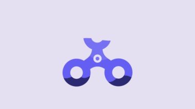 Mavi Fidget döndürme simgesi mor arkaplanda izole edildi. Stres giderici oyuncak. Moda bir el çevirme makinesi. 4K Video hareketli grafik canlandırması.