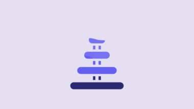 Blue Pyramid toy icon isolated on purple background. 4K Video motion graphic animation.
